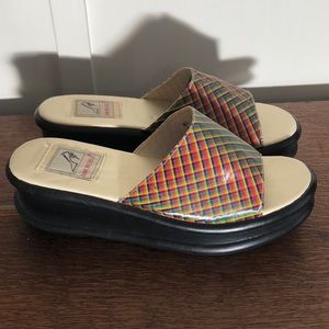 Vintage Platform Rainbow Slip-On Sandals